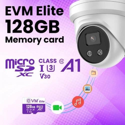 EVM Elite 128GB microSD XC Class 10 U3 V30 Memory Card