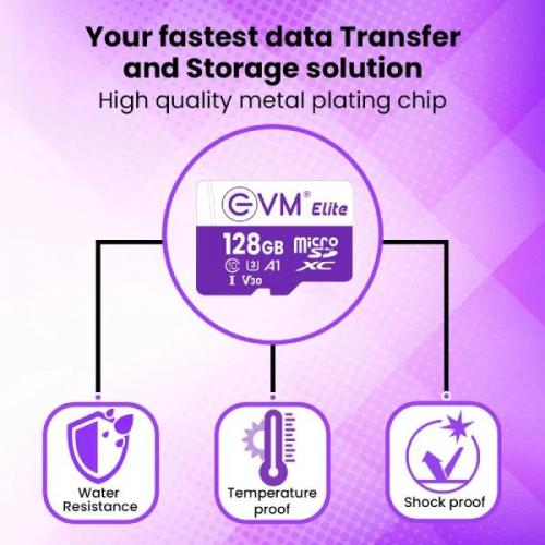 EVM Elite 128GB microSD XC Class 10 U3 V30 Memory Card