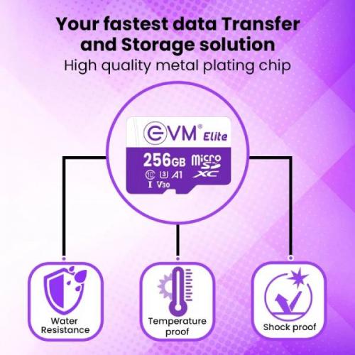 EVM Elite 256GB microSD XC Class 10 U3 V30 Memory Card