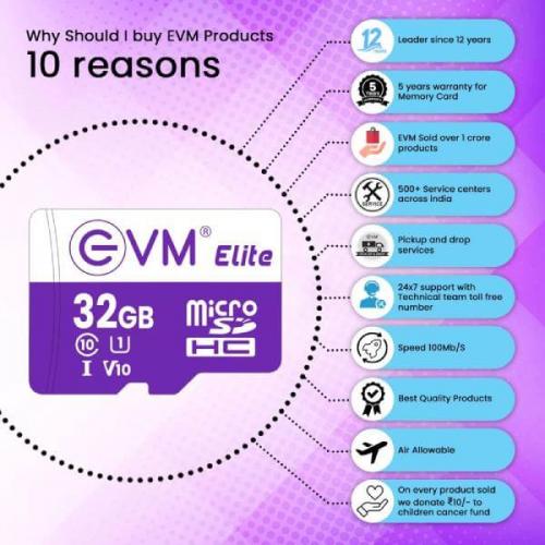 EVM Elite 32GB microSD HC Class 10 U1 V10 Memory Card