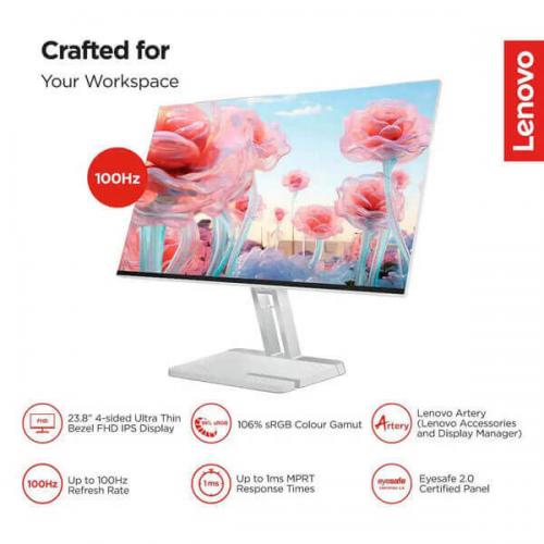 Lenovo L24i-4A 24 Inch White Monitor