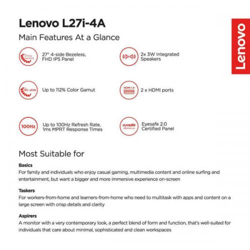 Lenovo L27i-4A 27 Inch Monitor (White)