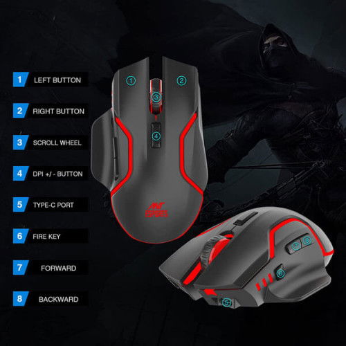 Ant Esports GM320 Pro RGB Wireless Gaming Mouse (Black)