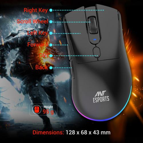 Ant Esports GM900 Gaming Mouse with Charging Dock (Black)