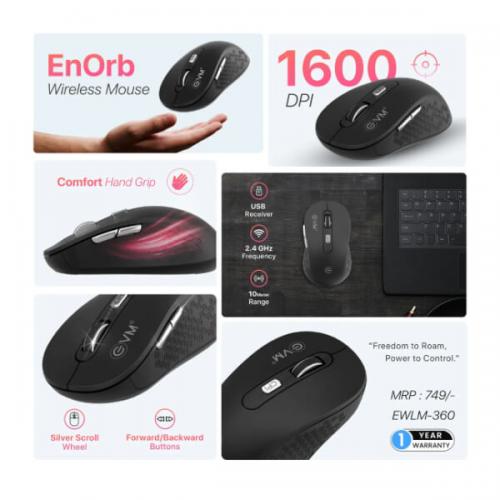 EVM Enorb EWLM-360 Wireless Mouse (Black)