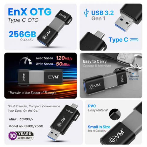 EVM EnX 256GB USB 3.2 Gen 1 Type-C OTG Pen Drive