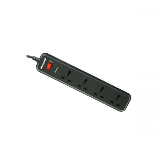 Honeywell 4 Socket 2 Meter Surge Protector (Black)