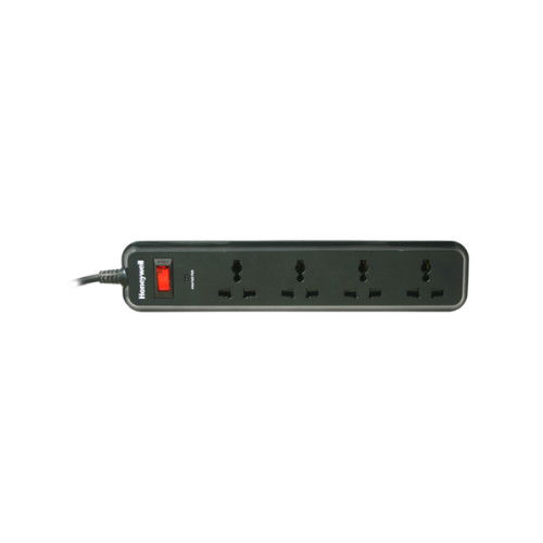 Honeywell 4 Socket 2 Meter Surge Protector (Black)