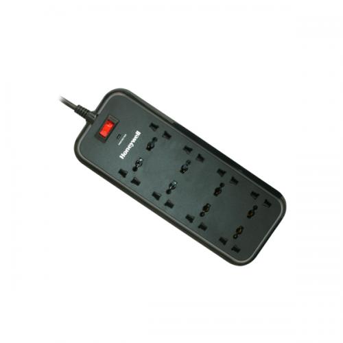 Honeywell 8 Socket 2 Meter Surge Protector (Black)