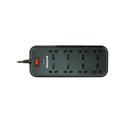 Honeywell 8 Socket 2 Meter Surge Protector (Black)