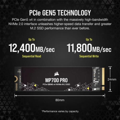 Corsair MP700 PRO 1TB M.2 NVMe 2.0 Gen5 Internal SSD