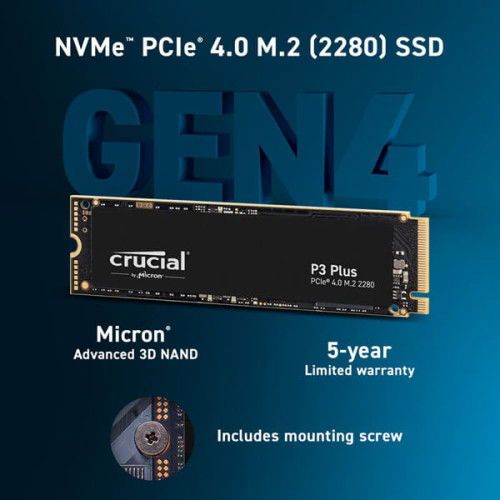 Crucial P3 Plus 500GB M.2 NVMe Gen4 Internal SSD