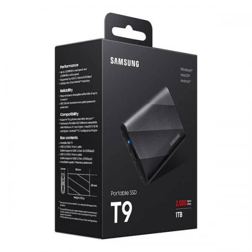 Samsung T9 1TB USB 3.2 Gen2x2 Portable External SSD (Black)